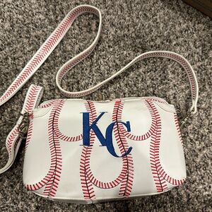 GIRL GOT GAME White  & Red Baseball Shoulder Strap Handbag Purse KC NWOT